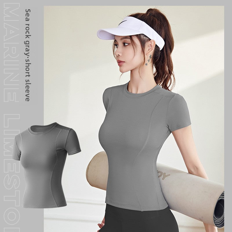 Kinetiv Women's Stretch Fitness T-Shirt - Short Sleeve Body-Slimming Sports Top