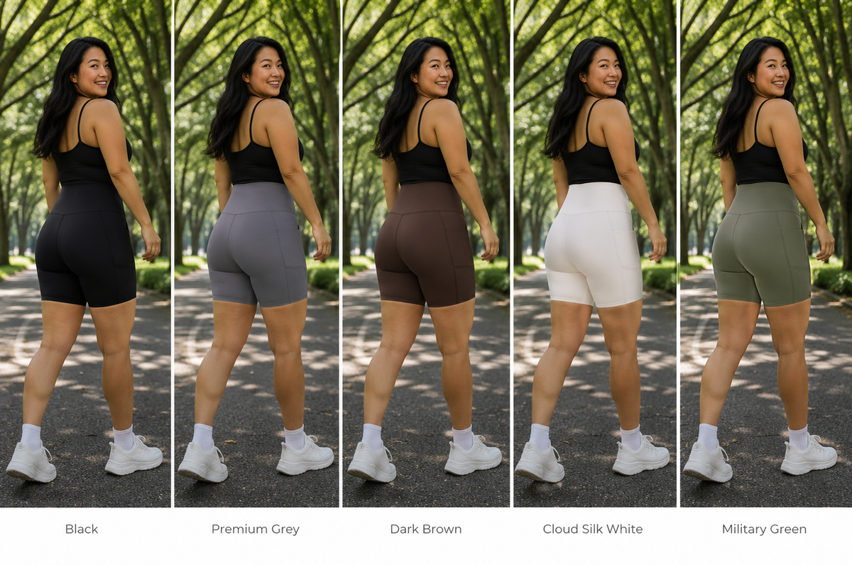 Kinetiv Women's High-Waist Quick-Dry Shorts - Pocket Gym Shorts