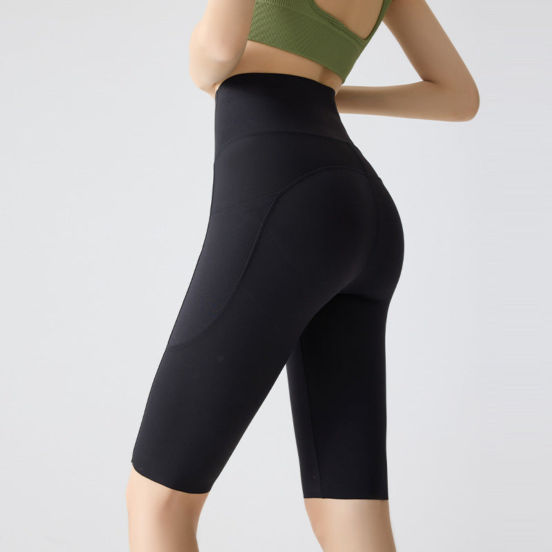 Kinetiv Women's High-Waist Quick-Dry Shorts - Pocket Gym Shorts