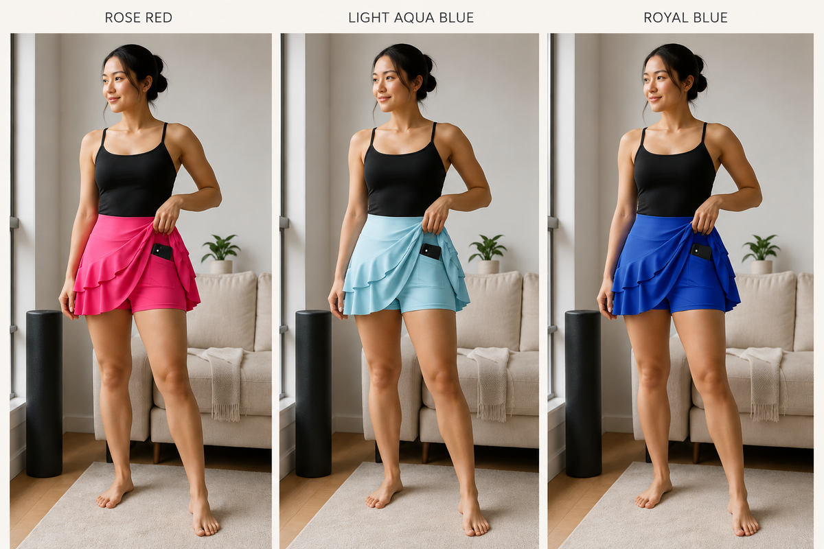 Kinetiv Women's Pleated Tennis Skirt - Built-In Shorts Sports Skort