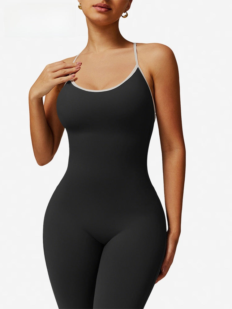 Kinetiv Women's Backless Yoga Jumpsuit - Flare Pants Sports Bodysuit
