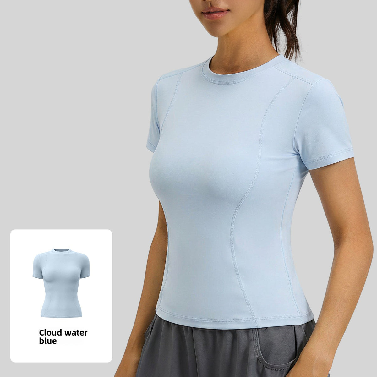 Kinetiv Women's Stretch Fitness T-Shirt - Short Sleeve Body-Slimming Sports Top