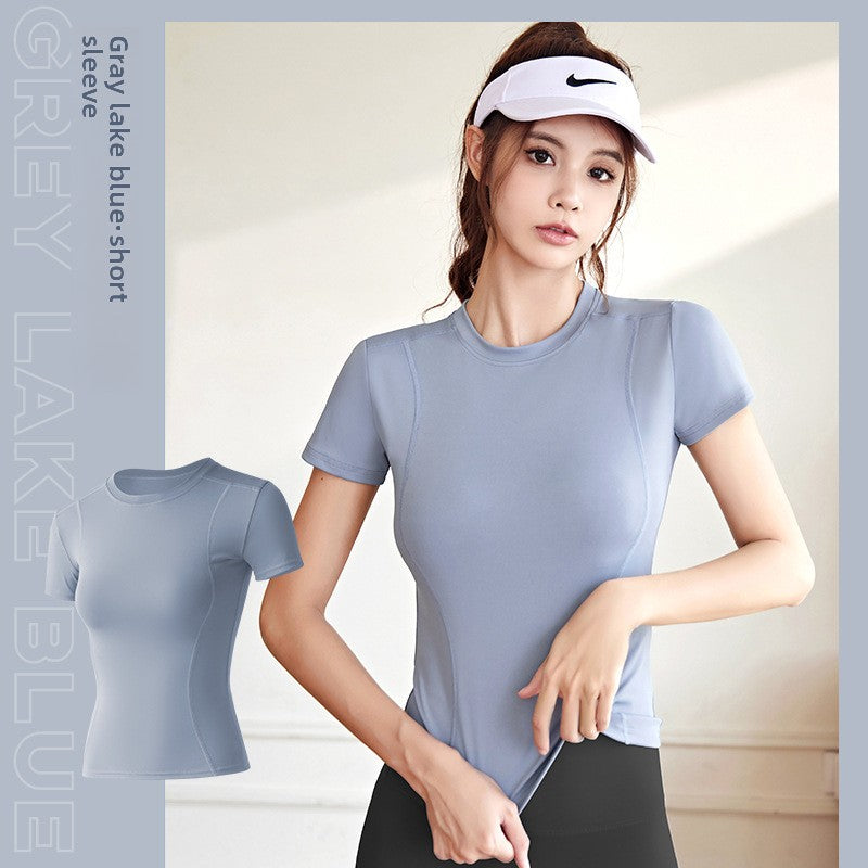 Kinetiv Women's Stretch Fitness T-Shirt - Short Sleeve Body-Slimming Sports Top