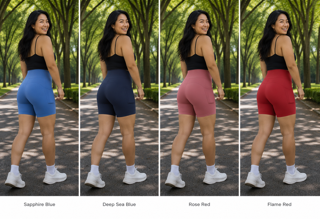 Kinetiv Women's High-Waist Quick-Dry Shorts - Pocket Gym Shorts