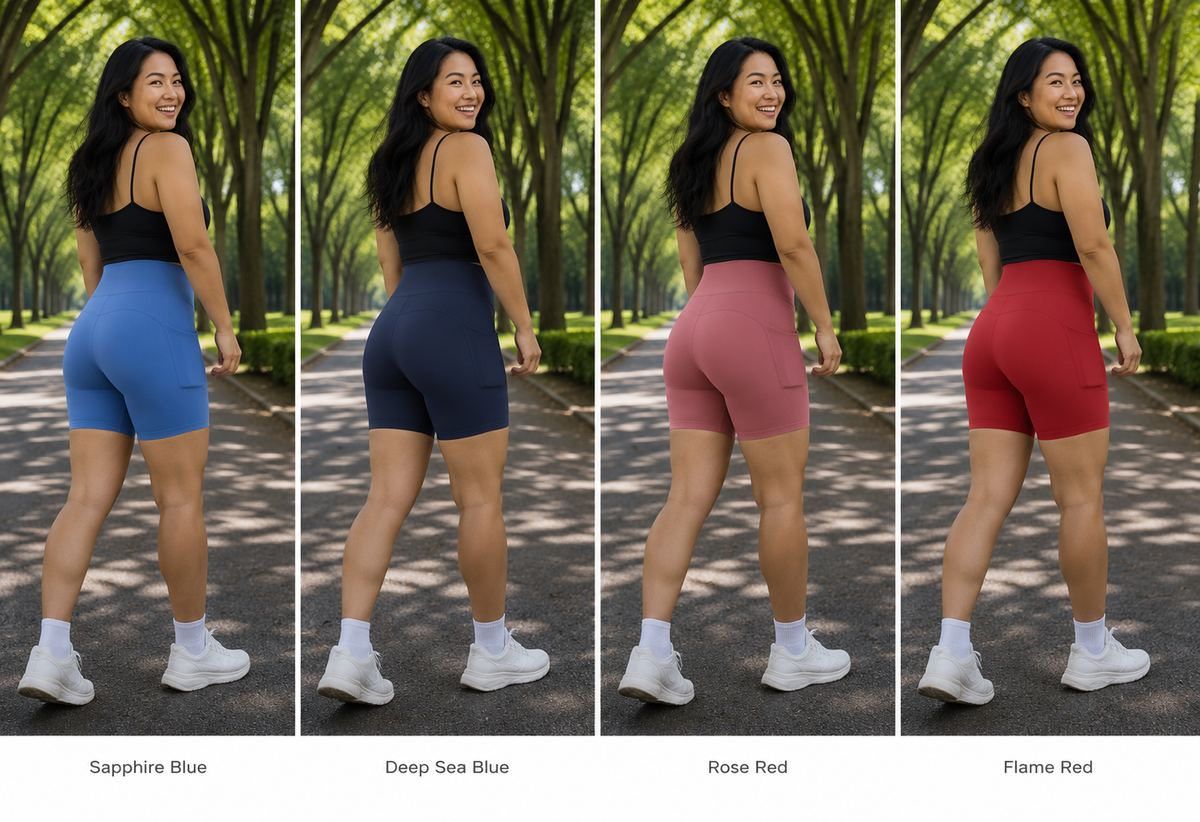 Kinetiv Women's High-Waist Quick-Dry Shorts - Pocket Gym Shorts