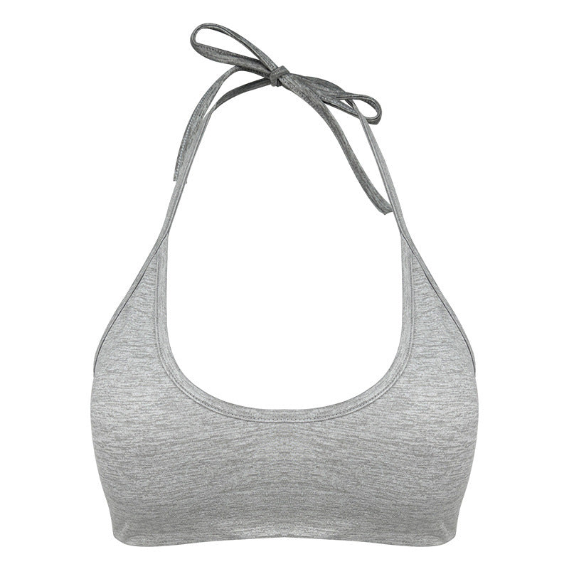 Kinetiv Women's Halter Sports Bra - Fixed-Cup Padded Yoga Top