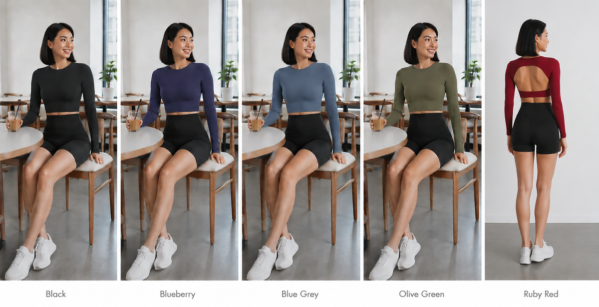 Kinetiv Women's Long Sleeve Back-Cutout Top - Fitted Yoga Sports Tee