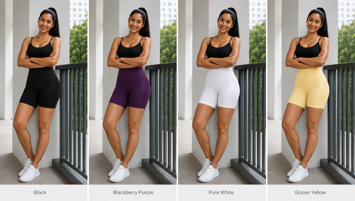 Kinetiv Women's Tummy Control Yoga Shorts - High-Waist Gym Shorts