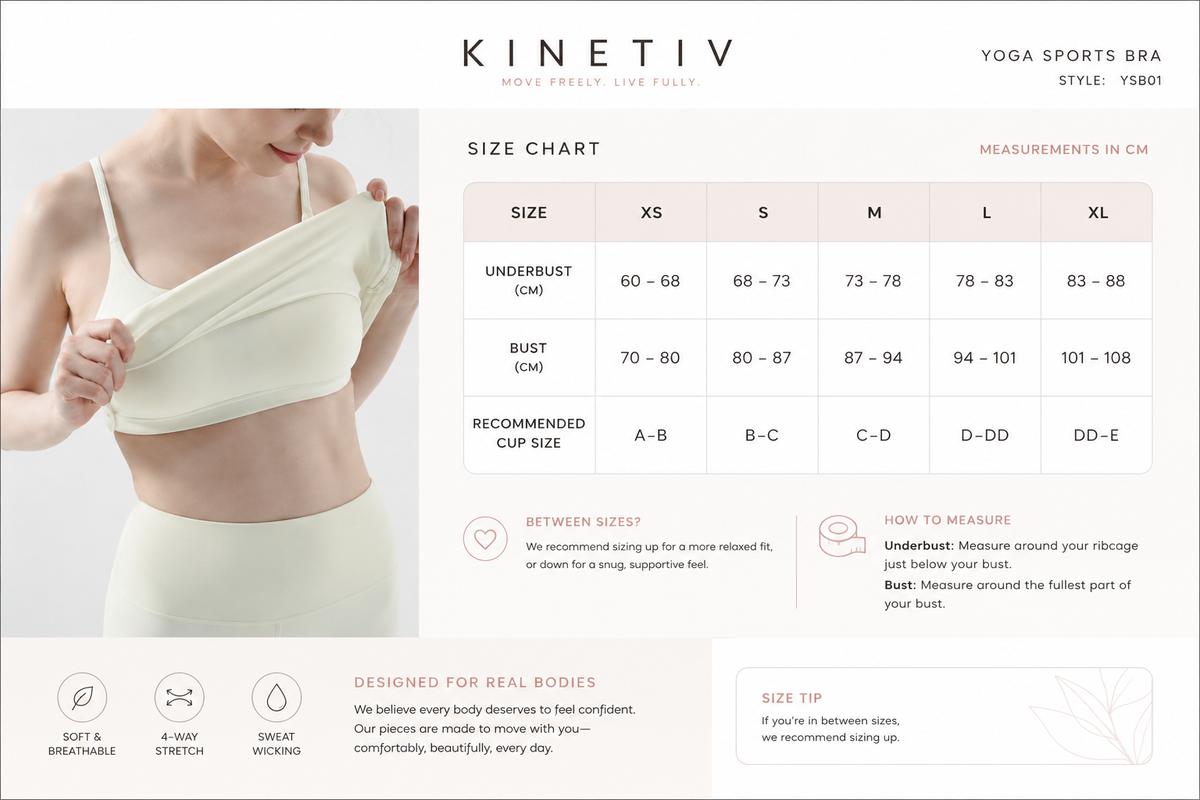 Kinetiv Women's Yoga Sports Bra - Medium Support Racerback Top