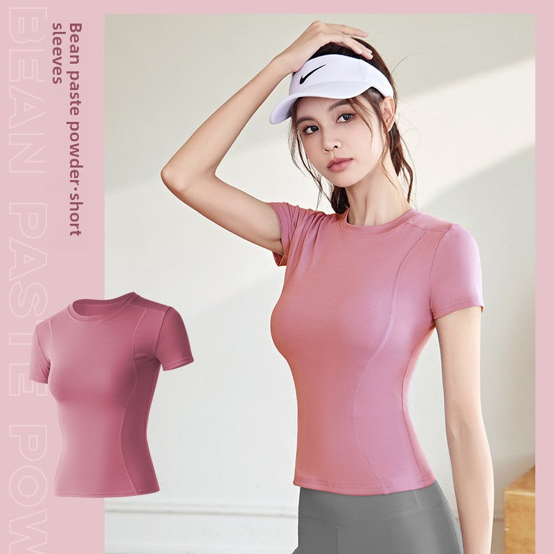 Kinetiv Women's Stretch Fitness T-Shirt - Short Sleeve Body-Slimming Sports Top