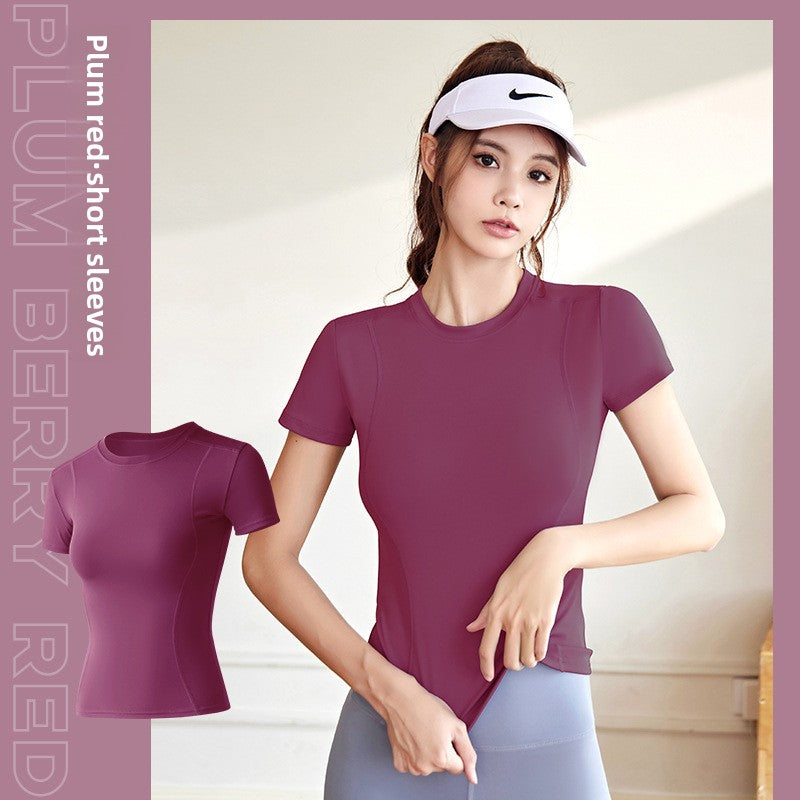 Kinetiv Women's Stretch Fitness T-Shirt - Short Sleeve Body-Slimming Sports Top