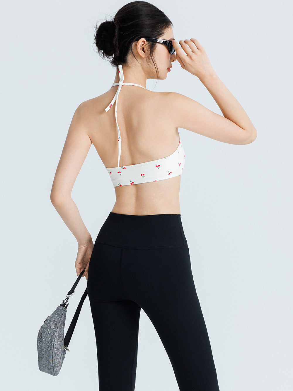 Kinetiv Women's Halter Sports Bra - Fixed-Cup Padded Yoga Top