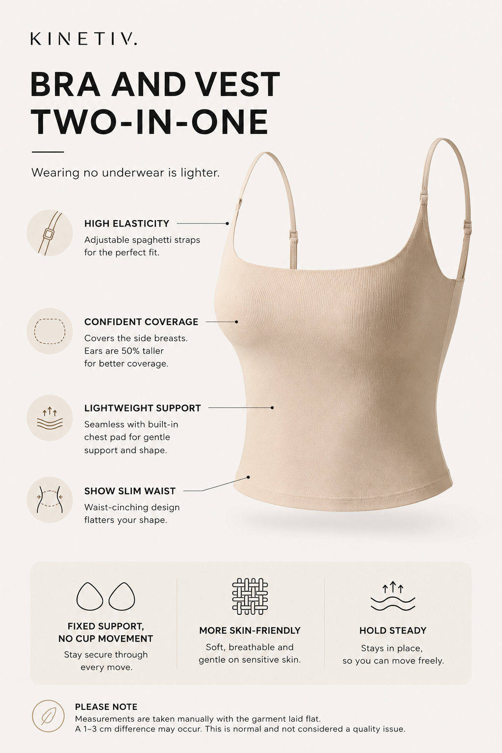 Kinetiv Women's Yoga Camisole - Built-In Chest Pad Sports Top