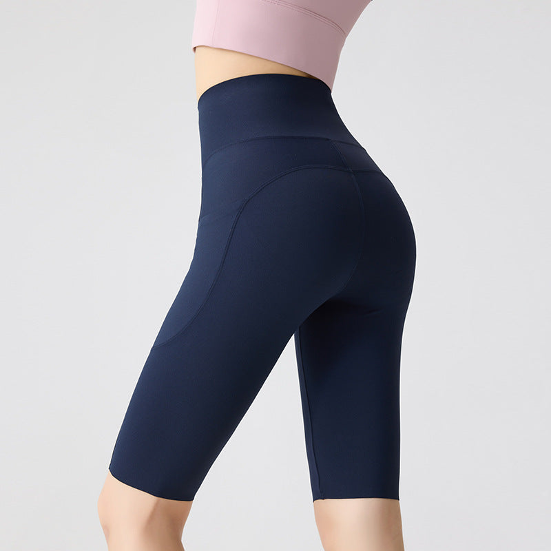 Kinetiv Women's High-Waist Quick-Dry Shorts - Pocket Gym Shorts