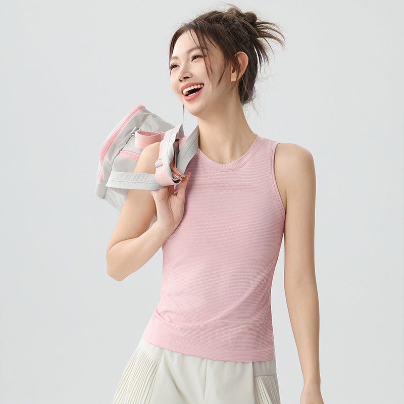 Kinetiv Women's Yoga Sports Vest - Ribbed Sleeveless Activewear Top