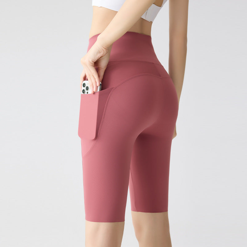 Kinetiv Women's High-Waist Quick-Dry Shorts - Pocket Gym Shorts