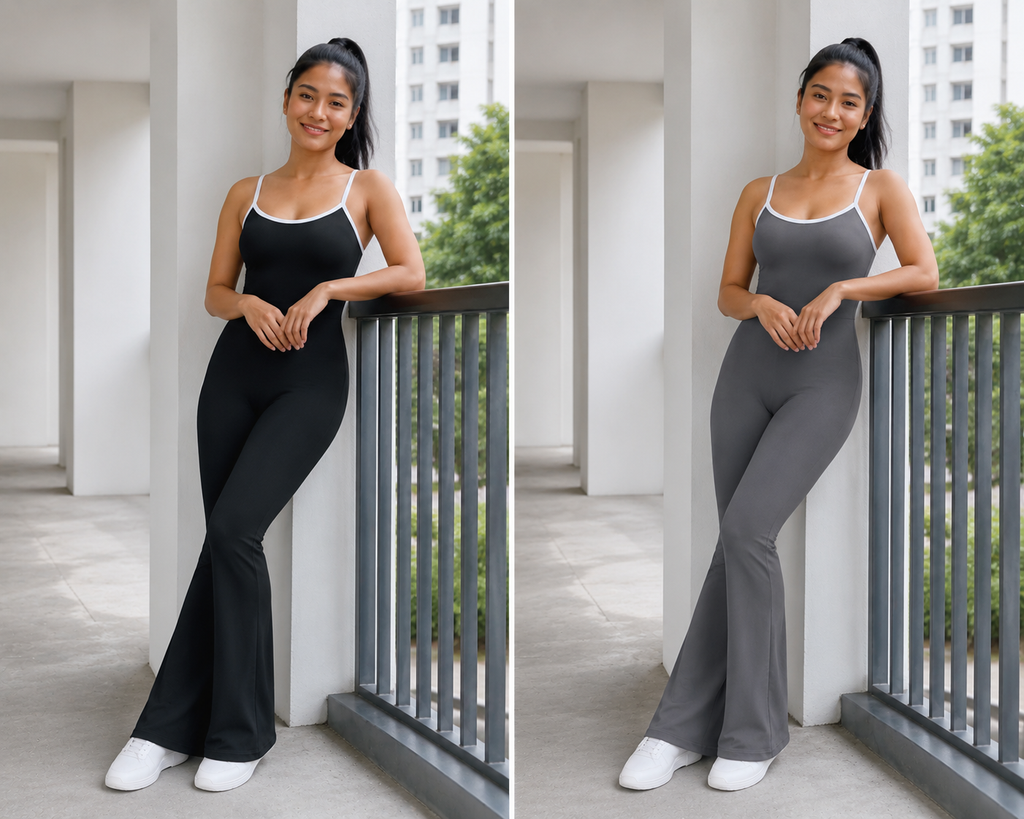Kinetiv Women's Backless Yoga Jumpsuit - Flare Pants Sports Bodysuit