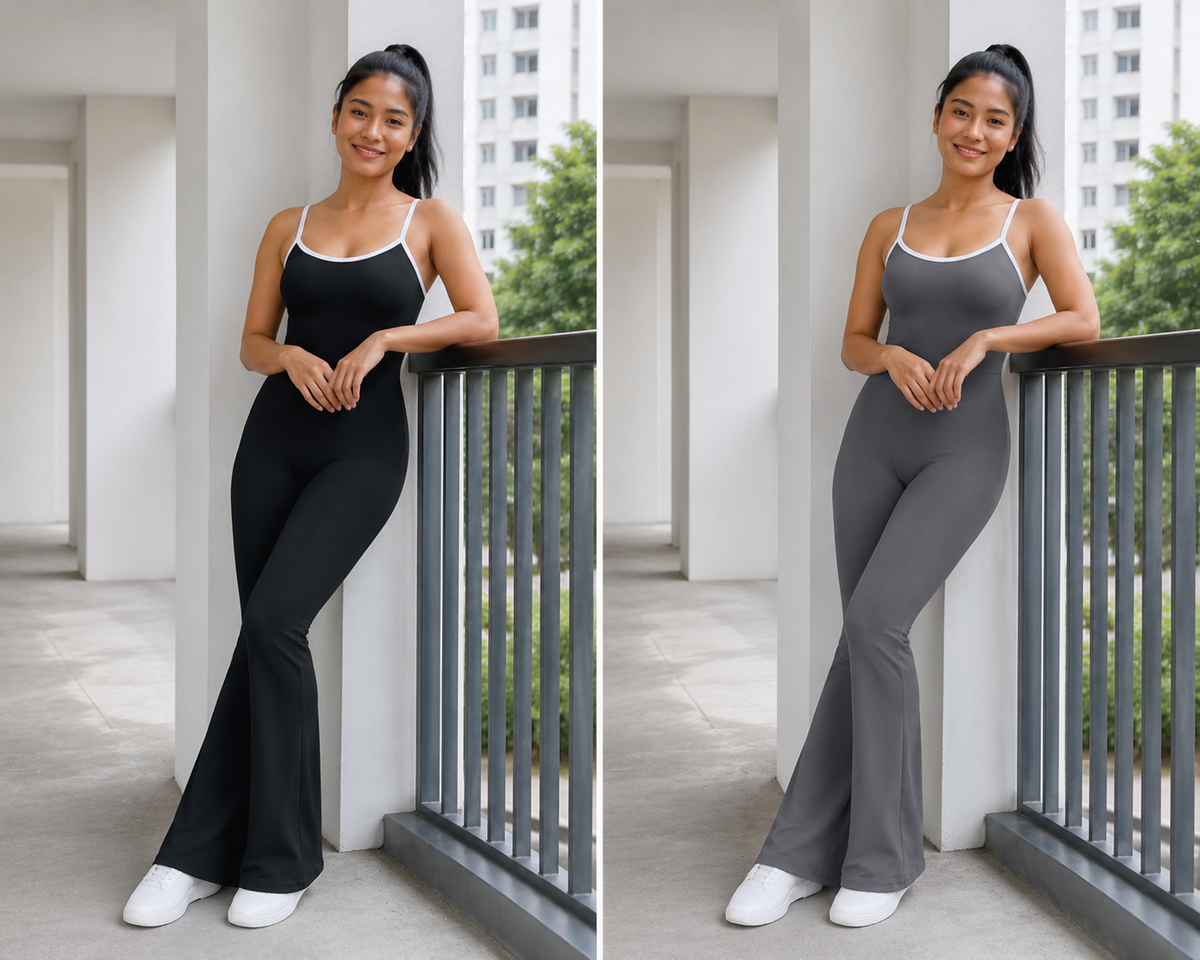 Kinetiv Women's Backless Yoga Jumpsuit - Flare Pants Sports Bodysuit