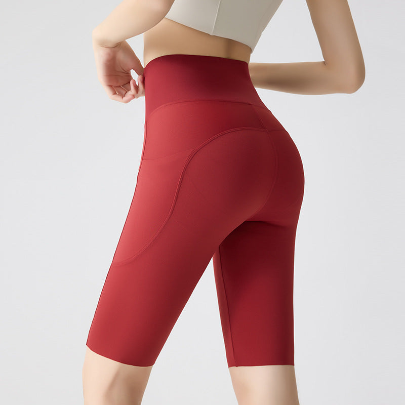 Kinetiv Women's High-Waist Quick-Dry Shorts - Pocket Gym Shorts
