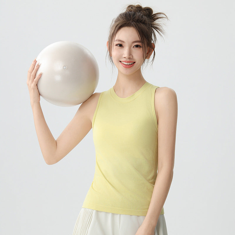 Kinetiv Women's Yoga Sports Vest - Ribbed Sleeveless Activewear Top