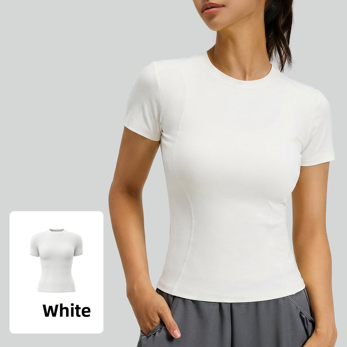 Kinetiv Women's Stretch Fitness T-Shirt - Short Sleeve Body-Slimming Sports Top