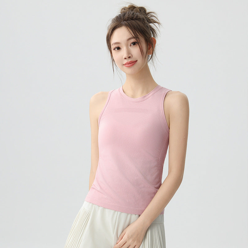 Kinetiv Women's Yoga Sports Vest - Ribbed Sleeveless Activewear Top