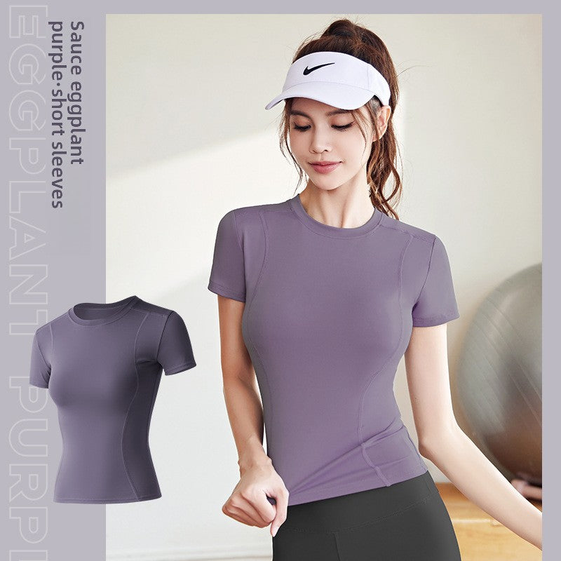 Kinetiv Women's Stretch Fitness T-Shirt - Short Sleeve Body-Slimming Sports Top