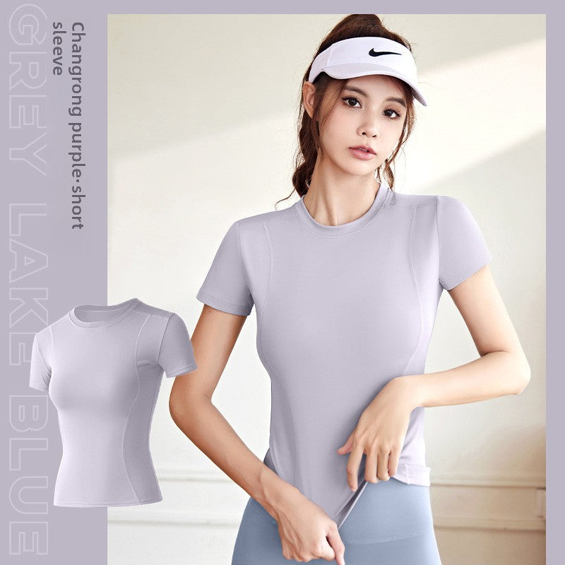 Kinetiv Women's Stretch Fitness T-Shirt - Short Sleeve Body-Slimming Sports Top