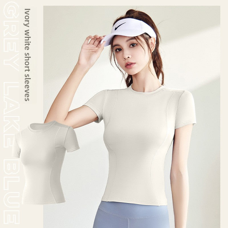 Kinetiv Women's Stretch Fitness T-Shirt - Short Sleeve Body-Slimming Sports Top