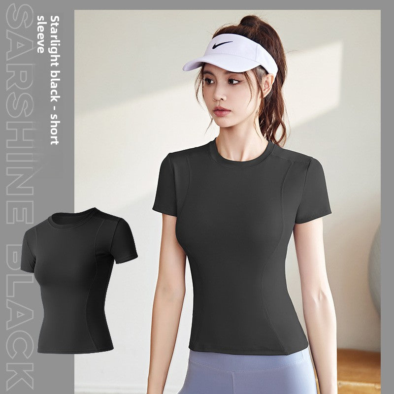Kinetiv Women's Stretch Fitness T-Shirt - Short Sleeve Body-Slimming Sports Top