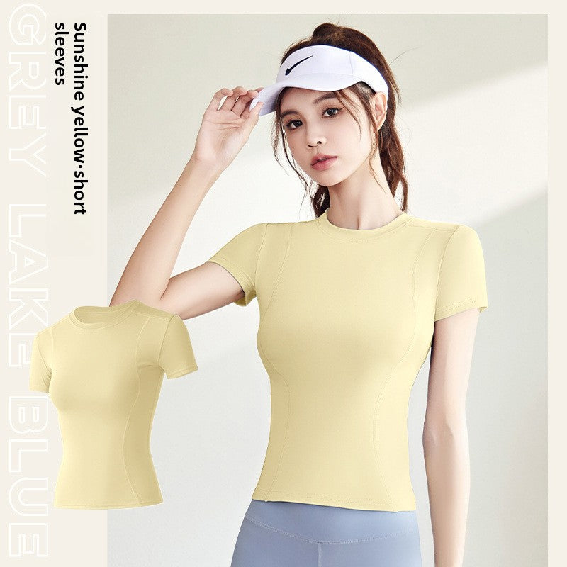 Kinetiv Women's Stretch Fitness T-Shirt - Short Sleeve Body-Slimming Sports Top