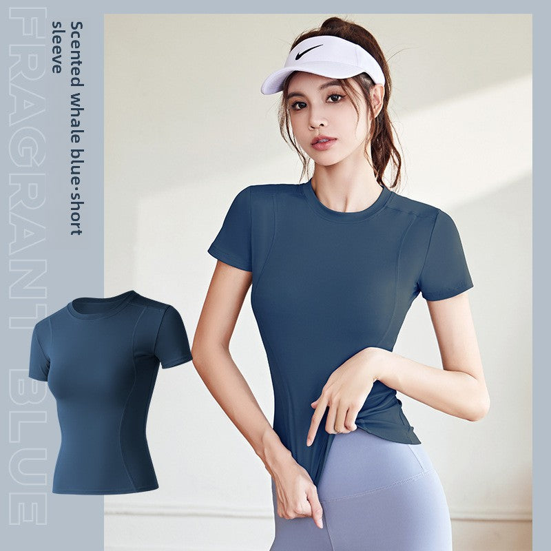 Kinetiv Women's Stretch Fitness T-Shirt - Short Sleeve Body-Slimming Sports Top