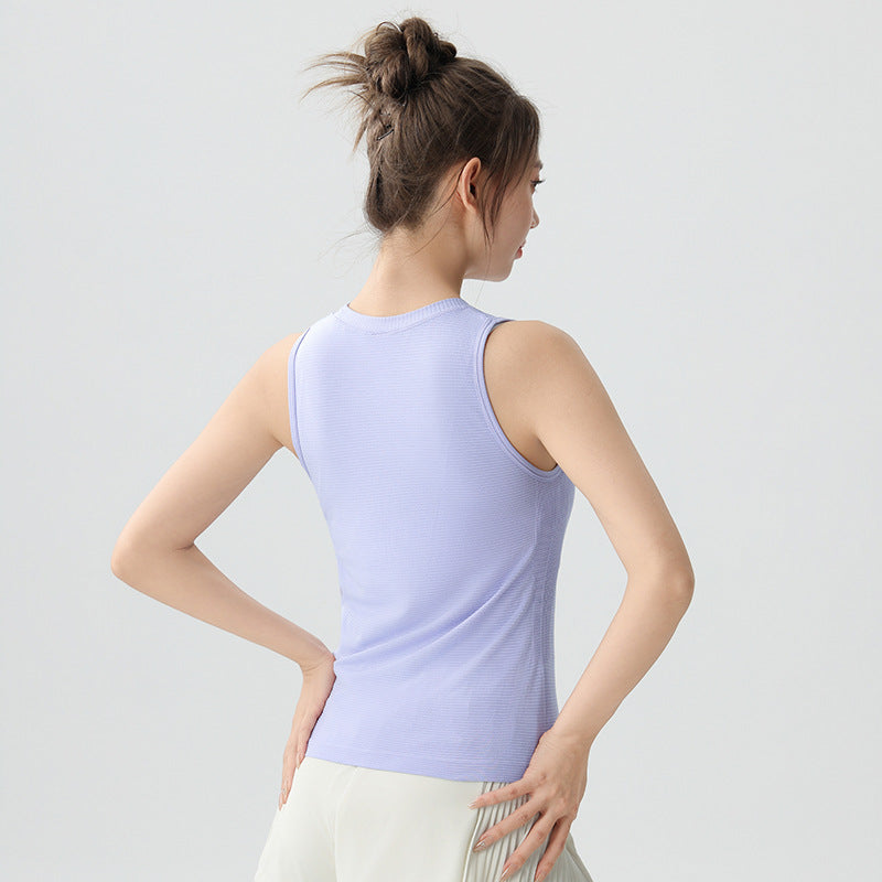 Kinetiv Women's Yoga Sports Vest - Ribbed Sleeveless Activewear Top