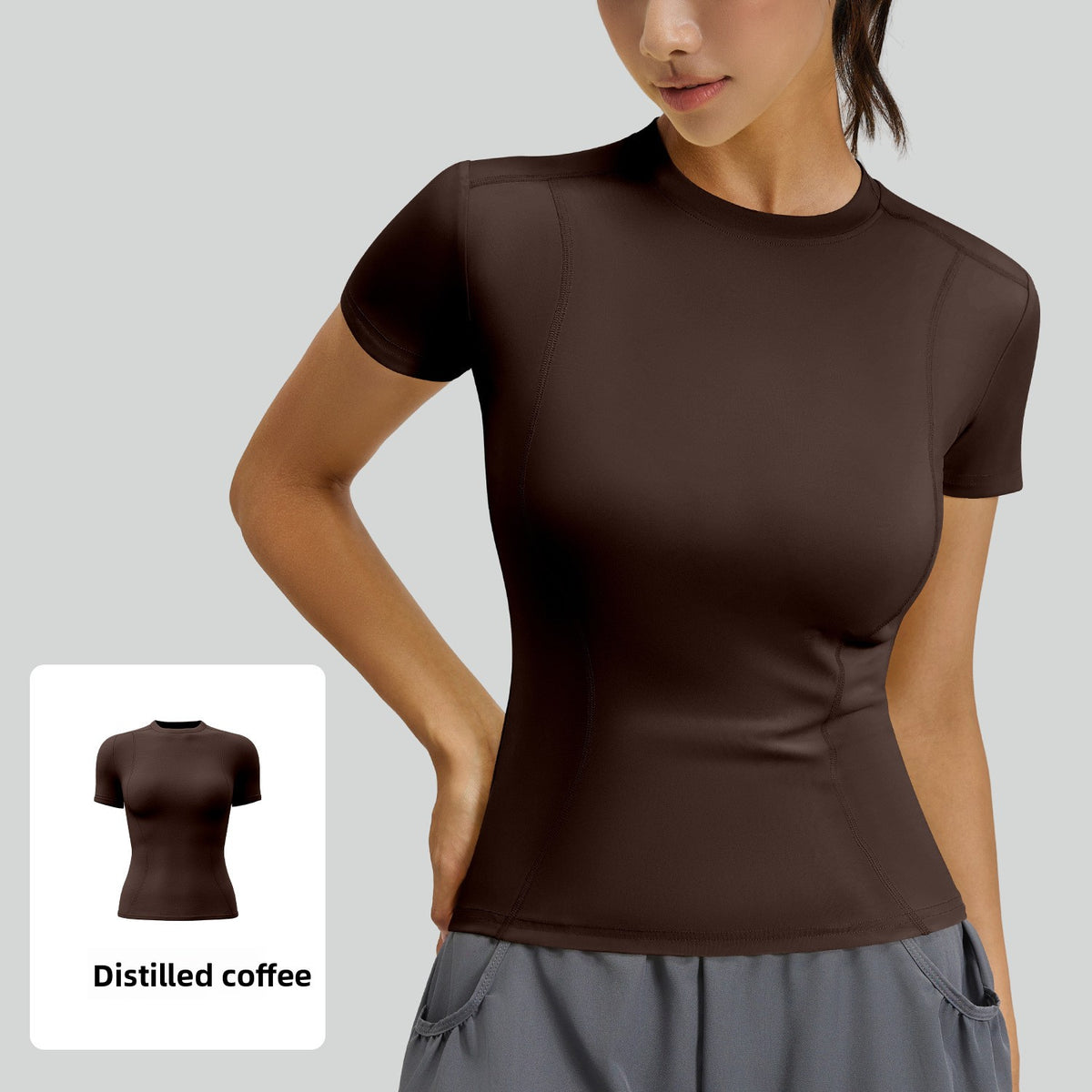 Kinetiv Women's Stretch Fitness T-Shirt - Short Sleeve Body-Slimming Sports Top