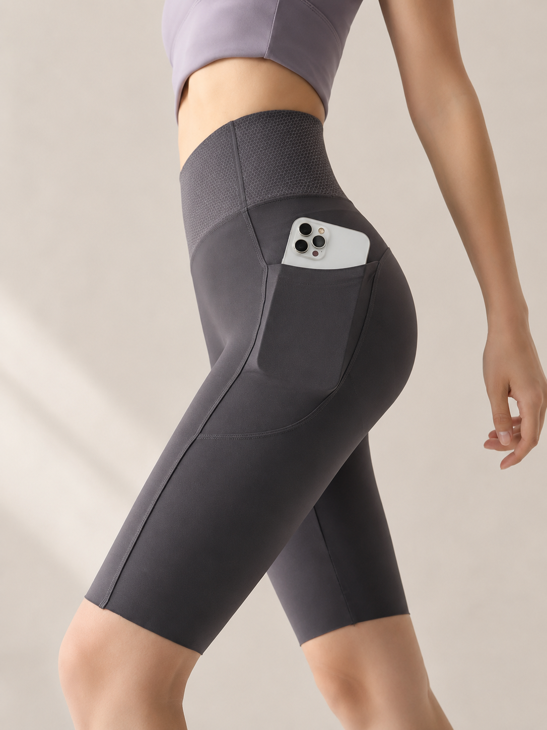 Kinetiv Women's High-Waist Quick-Dry Shorts - Pocket Gym Shorts